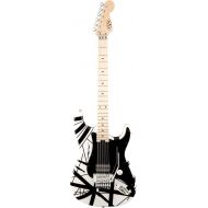 EVH Striped Series Stratocaster Electric Guitar - White with Black Stripes