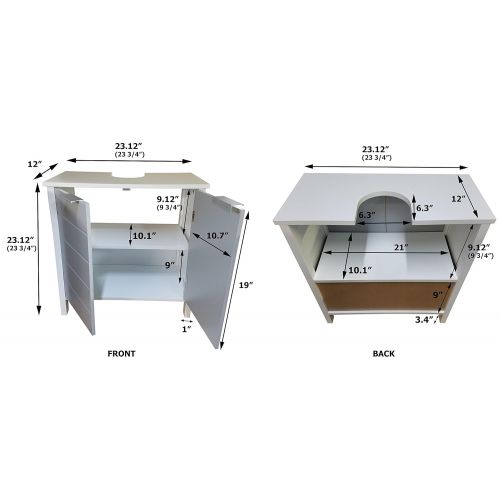  EVIDECO 9900208 Non Pedestal Under Sink Storage Vanity Cabinet-Modern D-White and Grey