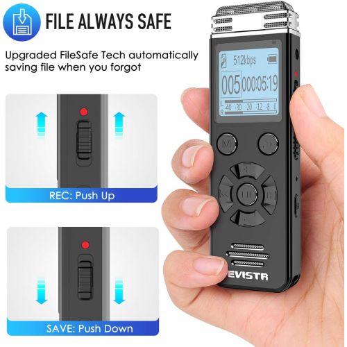  [아마존핫딜][아마존 핫딜] EVISTR 16gb Digital Voice Reorder Line in - Portable Recorders for Lectures Voice Activated Recording Device with Playback, Password, USB Rechargeable