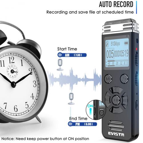  [아마존베스트]EVISTR 16gb Digital Voice Reorder Line in - Portable Recorders for Lectures Voice Activated Recording Device with Playback, Password, USB Rechargeable