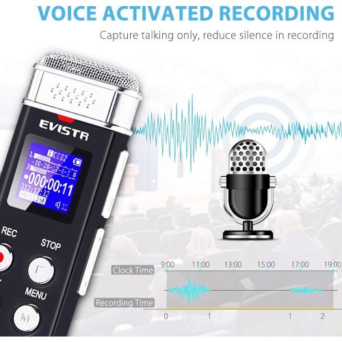  [아마존베스트]EVISTR 16GB Digital Voice Recorder Voice Activated Recorder with Playback - Upgraded Small Tape Recorder for Lectures, Meetings, Interviews, Mini Audio Recorder USB Charge, MP3