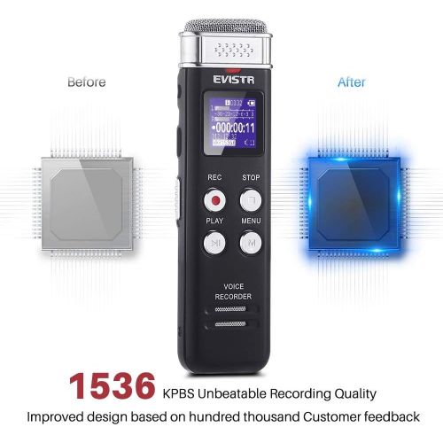  [아마존베스트]EVISTR 16GB Digital Voice Recorder Voice Activated Recorder with Playback - Upgraded Small Tape Recorder for Lectures, Meetings, Interviews, Mini Audio Recorder USB Charge, MP3