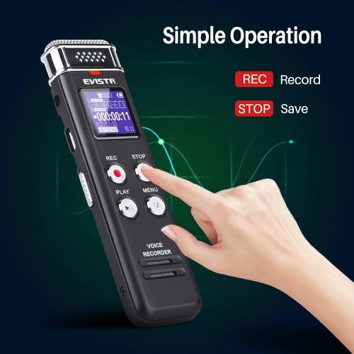  [아마존베스트]EVISTR 16GB Digital Voice Recorder Voice Activated Recorder with Playback - Upgraded Small Tape Recorder for Lectures, Meetings, Interviews, Mini Audio Recorder USB Charge, MP3