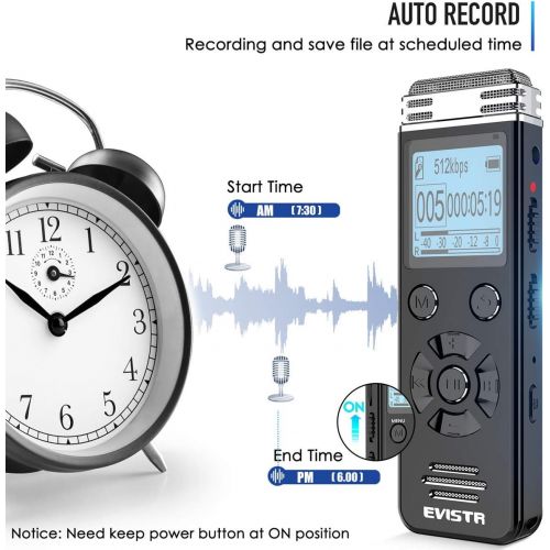  [아마존베스트]EVISTR V508 Digital Voice Recorder for Lectures Meetings - Portable Recording Devices with Playback, Line-in, Password, USB Rechargeable