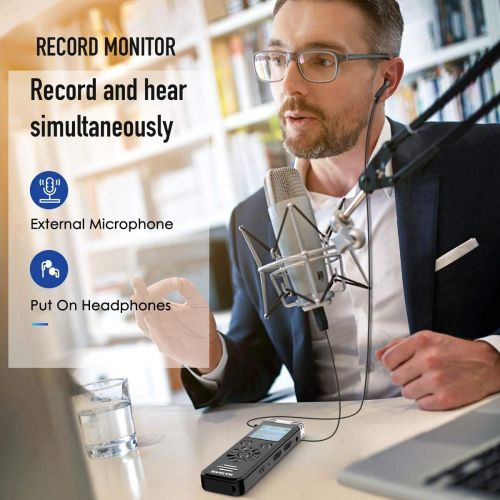  [아마존베스트]EVISTR V508 Digital Voice Recorder for Lectures Meetings - Portable Recording Devices with Playback, Line-in, Password, USB Rechargeable