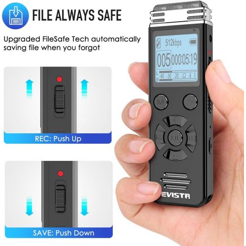  [아마존베스트]EVISTR V508 Digital Voice Recorder for Lectures Meetings - Portable Recording Devices with Playback, Line-in, Password, USB Rechargeable