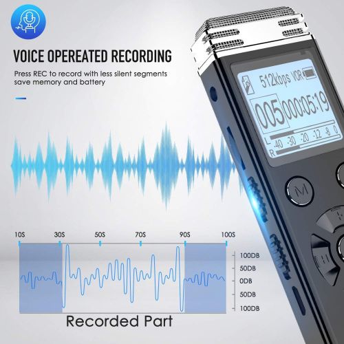  [아마존베스트]EVISTR V508 Digital Voice Recorder for Lectures Meetings - Portable Recording Devices with Playback, Line-in, Password, USB Rechargeable