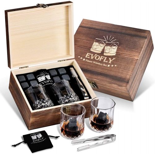  [아마존베스트]EVOFLY Gifts for Men Dad Grandpa, Whiskey Stones Gift Set, Cool Unique Birthday Gifts Ideas for Him Boyfriend Husband, Christmas Anniversary Wedding Retirement, Scotch Bourbon Glasses