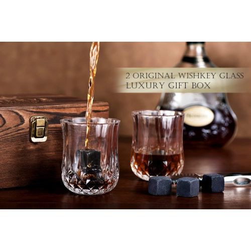  [아마존베스트]EVOFLY Gifts for Men Dad Grandpa, Whiskey Stones Gift Set, Cool Unique Birthday Gifts Ideas for Him Boyfriend Husband, Christmas Anniversary Wedding Retirement, Scotch Bourbon Glasses