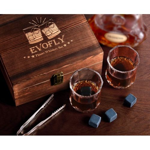  [아마존베스트]EVOFLY Gifts for Men Dad Grandpa, Whiskey Stones Gift Set, Cool Unique Birthday Gifts Ideas for Him Boyfriend Husband, Christmas Anniversary Wedding Retirement, Scotch Bourbon Glasses