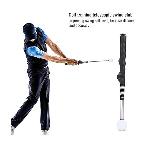  Golf Swing Trainer, Golf Swing Grip Trainer Warm Up Training Aid Telescopic Club for Beginner