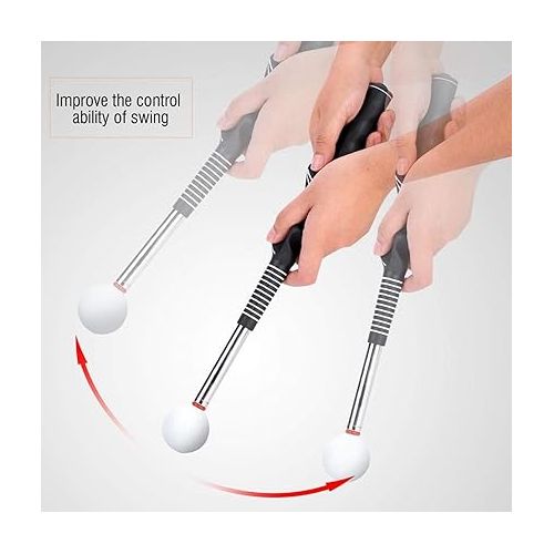  Golf Swing Trainer, Golf Swing Grip Trainer Warm Up Training Aid Telescopic Club for Beginner