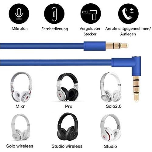  [아마존베스트]EVXVE Replacement Cable for Beats Headphones 3.5mm Remotetalk Aux Audio Extension Cable with Inline Microphone and Remote Compatible with Beats Studio, Executive, Mixer, Solo HD, Wireles