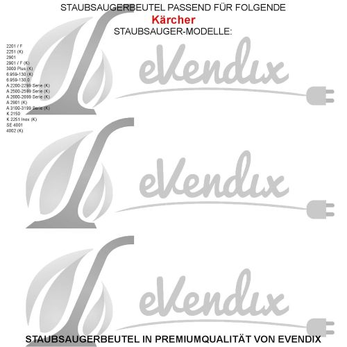  EVendix eVendix Staubsaugerbeutel passend fuer Kaercher A 2200-2299 Serie (K) | 20 Staubbeutel | aehnlich wie Original-Beutel: 6.959-130