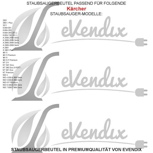  EVendix eVendix Staubsaugerbeutel passend fuer Kaercher NT 360 Eco X-PERT. | 12 Staubbeutel | kompatibel mit Swirl UNI30