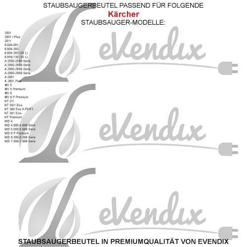  EVendix eVendix Staubsaugerbeutel passend fuer Kaercher A 2900-2999 Serie | 12 Staubbeutel | kompatibel mit Swirl UNI30