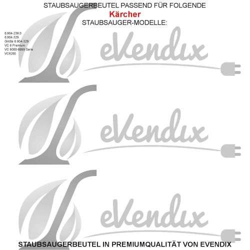  EVendix eVendix Staubsaugerbeutel passend fuer Kaercher VC 6 Premium | 10 Staubbeutel + 2 Mikro-Filter | aehnlich wie Original-Beutel: 6.904-239.0