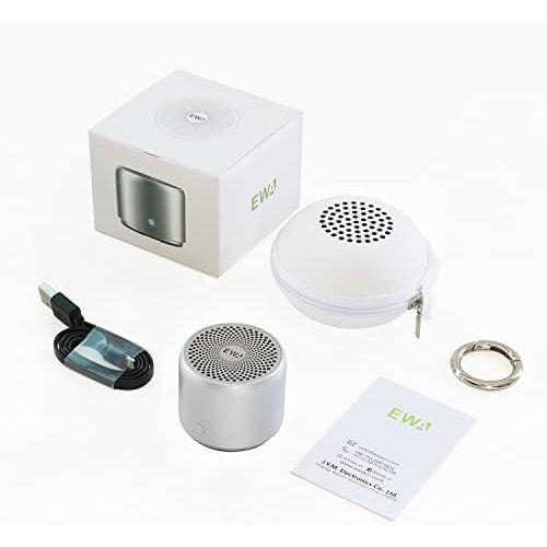  Travel Case Packed, Wireless Mini Bluetooth Speaker with Custom Bass Radiator. EWA A106, Small But Loud, The Next Generation of Portable Speakers for Home, Outdoors, Shower (Silver