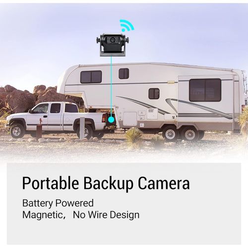  [아마존베스트]EWAY WiFi Magnetic Hitch Wireless Backup Rear/Front View Camera Rechargeable Battery for Easy Hitching of Gooseneck Horse Boat Travel Trailer/Fifth Wheels/RV/Camper Reverse for iPh