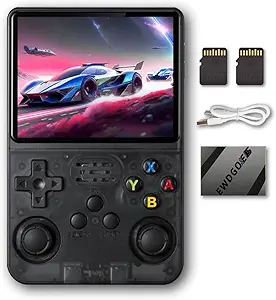 R36S Handheld Game Console 3.5 inch Retro Emulator System Transparent Black 64GB