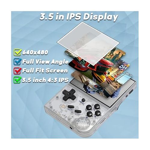  RG35XX Handheld Game Console 3.5-inch IPS Screen RG 35XX Dual OS System Transparent White