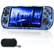 RGB10MAX 3 Handheld Game Console 5.0-inch IPS RK3566 4000mAh 2.4GWF BT Preinstalled Retro System 16+64GB with Portable Case Transparent Blue