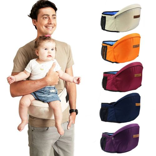  EXBOM Baby Hip Seat Carrier, Toddle Front Carrier Waist Belt with Adjustable Strap and Mesh Pocket, Great for Busy Moms, Lightweight, Comfortable, Purple