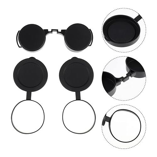  3Pcs Rubber Objective Lens Cover Eyepiece Flip- Open Scope Cover for Binoculars Telescope Accessories (Black)