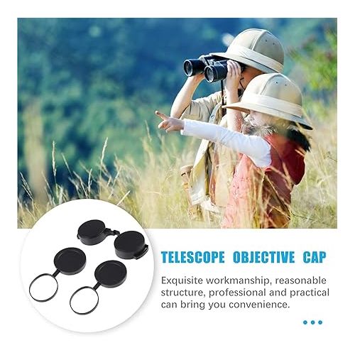  3Pcs Rubber Objective Lens Cover Eyepiece Flip- Open Scope Cover for Binoculars Telescope Accessories (Black)