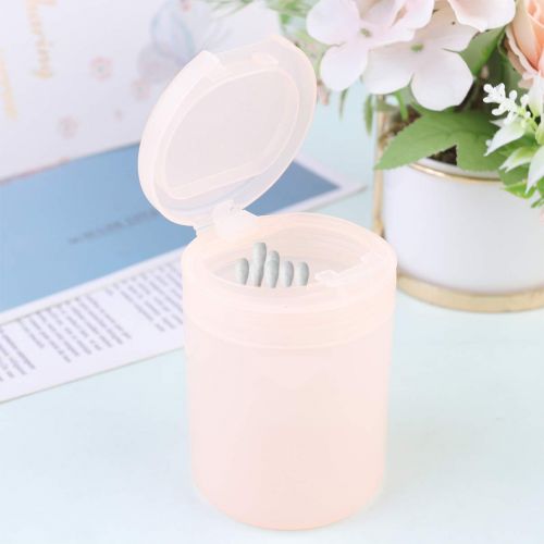  Exceart Cotton Swab Dispenser Plastic Cylinder Cotton Swab Storage Box Qtip Holder Jar Iodine Sterilizer Bottle Can Cosmetic Applicator Organizer (Orange)