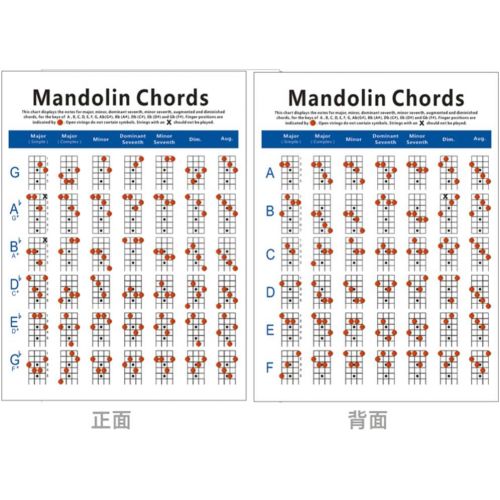  [아마존베스트]Exceart Mandolin Chords Music Stand Chord Charts Paper Fingering Guide Practice Chart Size S