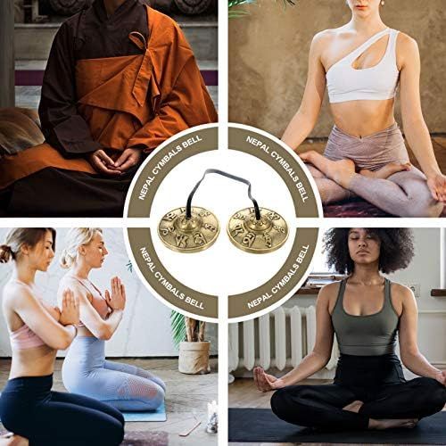  [아마존베스트]EXCEART 1 Pair Buddhist Meditation Bell Tibetan Tingsha Bells Tibetan Cymbal Bell Copper Singing Bowl Meditation Bell Nepal Percussion Instrument for Yoga Religious Ceremony