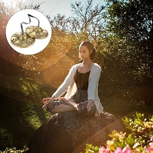  [아마존베스트]EXCEART 1 Pair Buddhist Meditation Bell Tibetan Tingsha Bells Tibetan Cymbal Bell Copper Singing Bowl Meditation Bell Nepal Percussion Instrument for Yoga Religious Ceremony