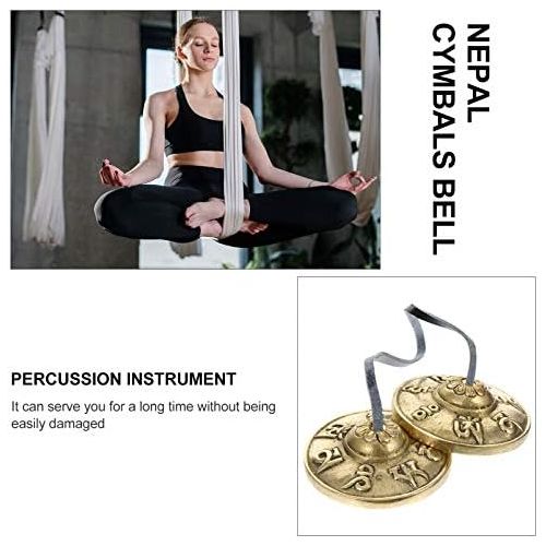  [아마존베스트]EXCEART 1 Pair Buddhist Meditation Bell Tibetan Tingsha Bells Tibetan Cymbal Bell Copper Singing Bowl Meditation Bell Nepal Percussion Instrument for Yoga Religious Ceremony