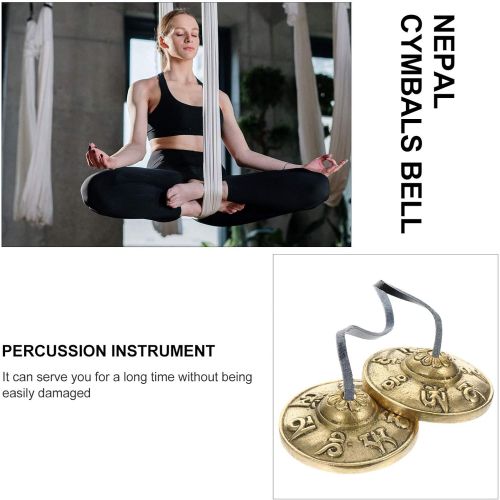  [아마존베스트]EXCEART 1 Pair Buddhist Meditation Bell Tibetan Tingsha Bells Tibetan Cymbal Bell Copper Singing Bowl Meditation Bell Nepal Percussion Instrument for Yoga Religious Ceremony