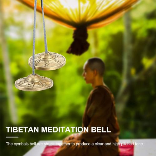  [아마존베스트]EXCEART 1 Pair Buddhist Meditation Bell Tibetan Tingsha Bells Tibetan Cymbal Bell Copper Singing Bowl Meditation Bell Nepal Percussion Instrument for Yoga Religious Ceremony