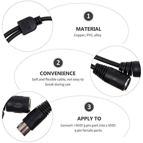  [아마존베스트]EXCEART DIN 5-Pin Splitter Y Adapter Midi 0.5M Cable Midi 5-Pin Male to Two 2 Female Extension Audio Cable