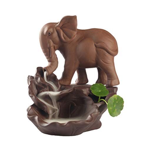  인센스스틱 EXCEART Elephat Backflow Incense Burner Waterfall Incense Holder Ceramic Animal Statue Cone Sticks Stand Trays Desktop Incense Censer for Sauna Reading Bedroom