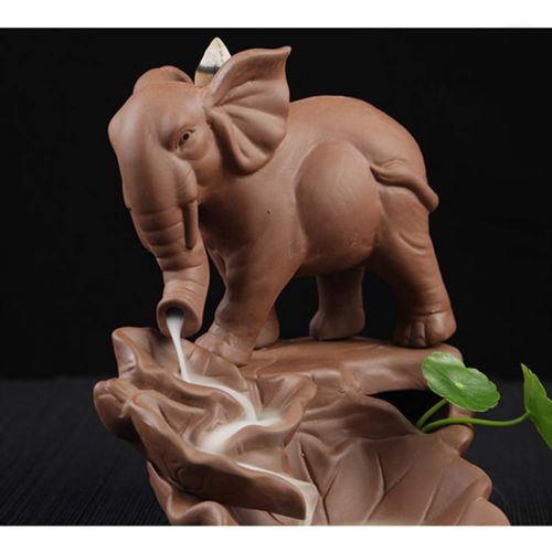  인센스스틱 EXCEART Elephat Backflow Incense Burner Waterfall Incense Holder Ceramic Animal Statue Cone Sticks Stand Trays Desktop Incense Censer for Sauna Reading Bedroom