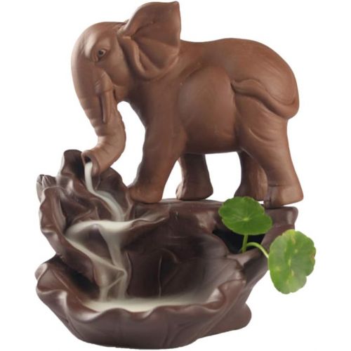  인센스스틱 EXCEART Elephat Backflow Incense Burner Waterfall Incense Holder Ceramic Animal Statue Cone Sticks Stand Trays Desktop Incense Censer for Sauna Reading Bedroom