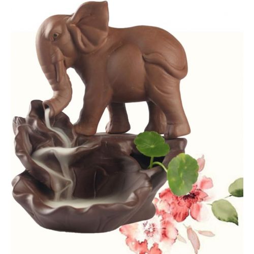  인센스스틱 EXCEART Elephat Backflow Incense Burner Waterfall Incense Holder Ceramic Animal Statue Cone Sticks Stand Trays Desktop Incense Censer for Sauna Reading Bedroom