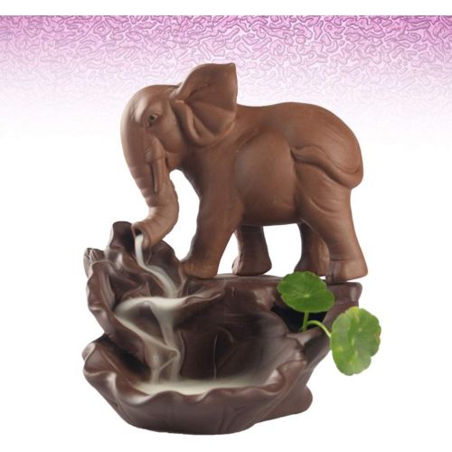  인센스스틱 EXCEART Elephat Backflow Incense Burner Waterfall Incense Holder Ceramic Animal Statue Cone Sticks Stand Trays Desktop Incense Censer for Sauna Reading Bedroom