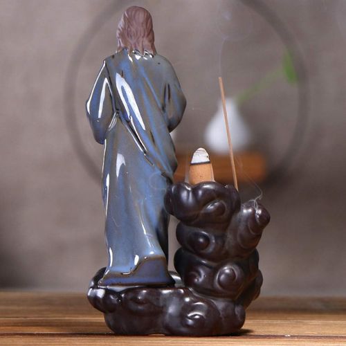  인센스스틱 EXCEART Jesus Backflow Incense Burner Ceramic Waterfall Incense Holder Christian Smoke Cone Sticks Incense Censer Religious Figurine for Yoga Home Teahouse Gift