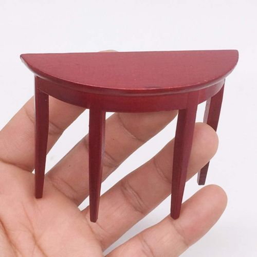  EXCEART Miniature Wood Side Table Dollhouse Tea Table Half- Round Table Model 1: 12 Scale Miniature Accessories for DIY Dollhouse Furniture