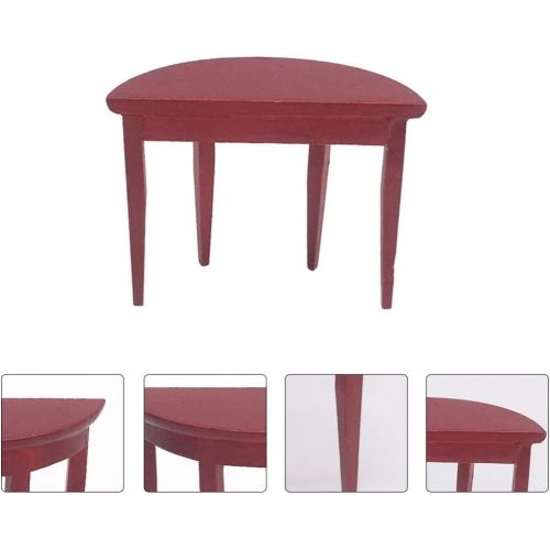  EXCEART Miniature Wood Side Table Dollhouse Tea Table Half- Round Table Model 1: 12 Scale Miniature Accessories for DIY Dollhouse Furniture