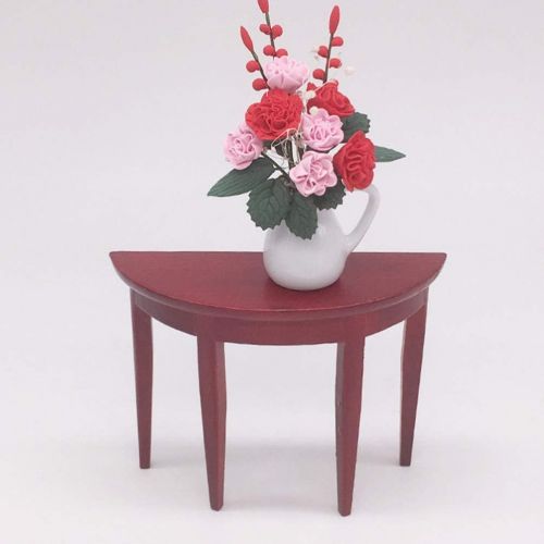  EXCEART Miniature Wood Side Table Dollhouse Tea Table Half- Round Table Model 1: 12 Scale Miniature Accessories for DIY Dollhouse Furniture