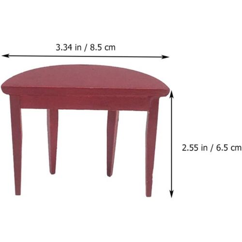  EXCEART Miniature Wood Side Table Dollhouse Tea Table Half- Round Table Model 1: 12 Scale Miniature Accessories for DIY Dollhouse Furniture