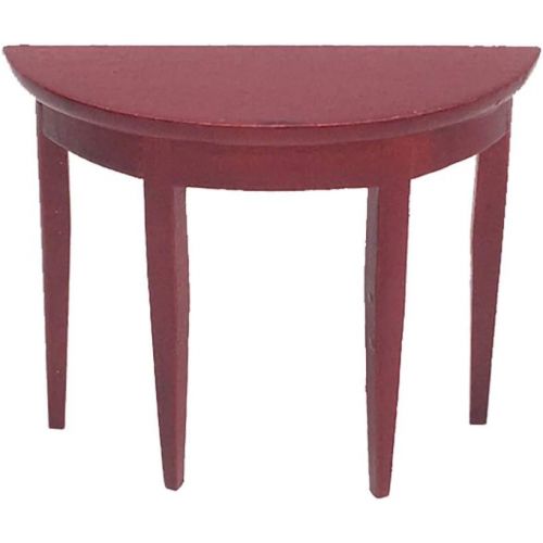  EXCEART Miniature Wood Side Table Dollhouse Tea Table Half- Round Table Model 1: 12 Scale Miniature Accessories for DIY Dollhouse Furniture