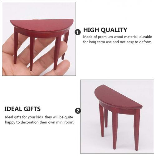  EXCEART Miniature Wood Side Table Dollhouse Tea Table Half- Round Table Model 1: 12 Scale Miniature Accessories for DIY Dollhouse Furniture