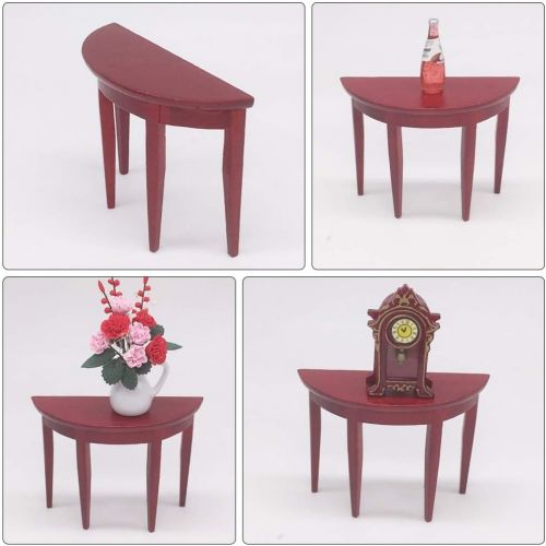  EXCEART Miniature Wood Side Table Dollhouse Tea Table Half- Round Table Model 1: 12 Scale Miniature Accessories for DIY Dollhouse Furniture